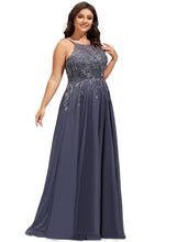 Load image into Gallery viewer, Josephine A-line Scoop Floor-Length Chiffon Lace Evening Dress With Sequins HDOP0020895
