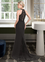 Load image into Gallery viewer, Willow Trumpet/Mermaid High Neck Sweep Train Chiffon Lace Bridesmaid Dress HDOP0012946