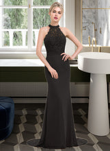 Load image into Gallery viewer, Willow Trumpet/Mermaid High Neck Sweep Train Chiffon Lace Bridesmaid Dress HDOP0012946