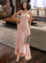 Load image into Gallery viewer, Penelope Trumpet/Mermaid V-neck Asymmetrical Bridesmaid Dress With Ruffle HDOP0013094