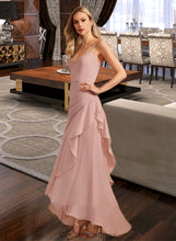 Load image into Gallery viewer, Penelope Trumpet/Mermaid V-neck Asymmetrical Bridesmaid Dress With Ruffle HDOP0013094