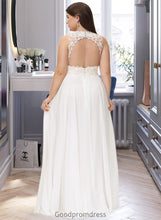 Load image into Gallery viewer, Cheyanne A-Line V-neck Sweep Train Chiffon Lace Wedding Dress With Lace HDOP0013677