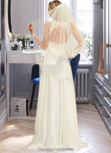 Load image into Gallery viewer, Cheyanne A-Line V-neck Sweep Train Chiffon Lace Wedding Dress With Lace HDOP0013677