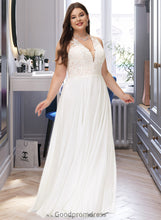 Load image into Gallery viewer, Cheyanne A-Line V-neck Sweep Train Chiffon Lace Wedding Dress With Lace HDOP0013677