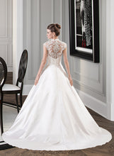 Load image into Gallery viewer, Tiara Ball-Gown/Princess V-neck Court Train Satin Lace Wedding Dress With Ruffle HDOP0013688