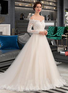 Gemma Ball-Gown/Princess Chapel Train Tulle Lace Wedding Dress HDOP0013704