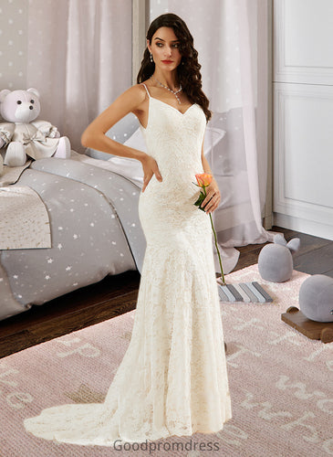 Lizeth Trumpet/Mermaid V-neck Court Train Wedding Dress HDOP0013725