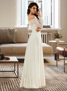 Monique A-Line Off-the-Shoulder Sweep Train Wedding Dress With Lace HDOP0013734