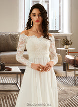 Load image into Gallery viewer, Monique A-Line Off-the-Shoulder Sweep Train Wedding Dress With Lace HDOP0013734