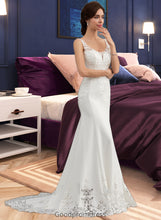 Load image into Gallery viewer, Alaina Trumpet/Mermaid V-neck Court Train Lace Stretch Crepe Wedding Dress With Sequins HDOP0013738