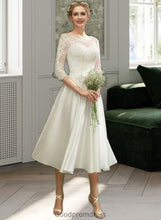 Load image into Gallery viewer, Taniya A-Line Illusion Tea-Length Wedding Dress With Lace HDOP0013741