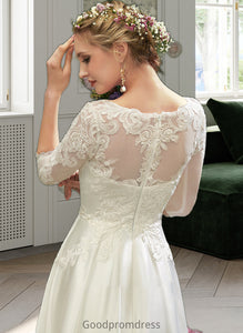 Taniya A-Line Illusion Tea-Length Wedding Dress With Lace HDOP0013741