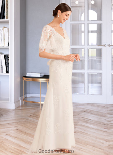 Kaylyn Trumpet/Mermaid V-neck Court Train Wedding Dress With Sash HDOP0013744