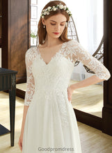 Load image into Gallery viewer, Lilith A-Line V-neck Floor-Length Chiffon Lace Wedding Dress HDOP0013745