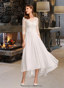 Danna A-Line Illusion Asymmetrical Wedding Dress With Lace HDOP0013749