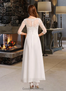 Danna A-Line Illusion Asymmetrical Wedding Dress With Lace HDOP0013749