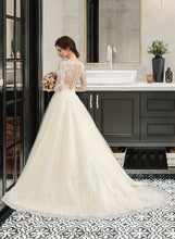 Load image into Gallery viewer, Jessie Ball-Gown/Princess Illusion Court Train Tulle Lace Wedding Dress HDOP0013750