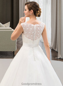 Hayley Ball-Gown/Princess Scoop Neck Sweep Train Organza Lace Wedding Dress With Beading Sequins HDOP0013751