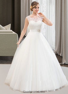 Hayley Ball-Gown/Princess Scoop Neck Sweep Train Organza Lace Wedding Dress With Beading Sequins HDOP0013751