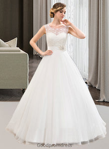 Hayley Ball-Gown/Princess Scoop Neck Sweep Train Organza Lace Wedding Dress With Beading Sequins HDOP0013751