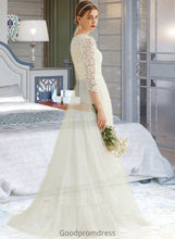 Load image into Gallery viewer, Lillie A-Line Scoop Neck Sweep Train Tulle Lace Wedding Dress HDOP0013753