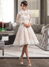 Load image into Gallery viewer, Giselle A-Line Illusion Knee-Length Lace Wedding Dress HDOP0013754