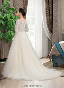 Brooke Ball-Gown/Princess V-neck Court Train Tulle Lace Wedding Dress HDOP0013756