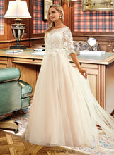 Load image into Gallery viewer, Kassandra Ball-Gown/Princess Scoop Neck Sweep Train Tulle Lace Wedding Dress HDOP0013760