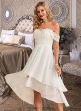 Load image into Gallery viewer, Noemi A-Line Asymmetrical Chiffon Lace Wedding Dress With Beading Sequins HDOP0013764