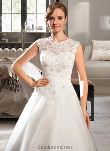 Karli Ball-Gown/Princess Scoop Neck Tea-Length Tulle Lace Wedding Dress With Beading Sequins HDOP0013773