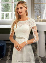 Load image into Gallery viewer, Belen A-Line Scoop Neck Floor-Length Chiffon Lace Wedding Dress With Sequins HDOP0013775