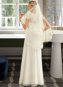 Belen A-Line Scoop Neck Floor-Length Chiffon Lace Wedding Dress With Sequins HDOP0013775