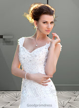 Load image into Gallery viewer, Carina A-Line V-neck Court Train Chiffon Wedding Dress With Lace Beading Sequins HDOP0013776