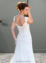 Load image into Gallery viewer, Carina A-Line V-neck Court Train Chiffon Wedding Dress With Lace Beading Sequins HDOP0013776