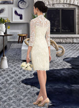 Load image into Gallery viewer, Sonia Sheath/Column High Neck Knee-Length Lace Wedding Dress HDOP0013781