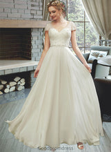 Load image into Gallery viewer, Aracely A-Line V-neck Floor-Length Wedding Dress With Lace Beading Sequins HDOP0013784