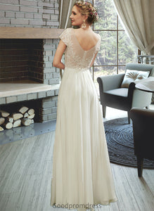 Aracely A-Line V-neck Floor-Length Wedding Dress With Lace Beading Sequins HDOP0013784