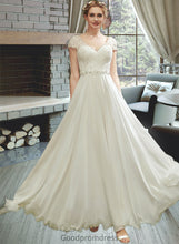 Load image into Gallery viewer, Aracely A-Line V-neck Floor-Length Wedding Dress With Lace Beading Sequins HDOP0013784