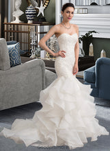 Load image into Gallery viewer, Sadie Trumpet/Mermaid Sweetheart Sweep Train Organza Lace Wedding Dress HDOP0013786