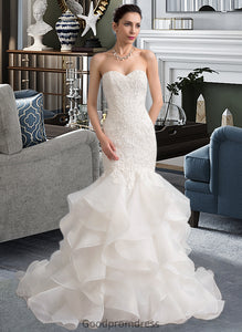 Sadie Trumpet/Mermaid Sweetheart Sweep Train Organza Lace Wedding Dress HDOP0013786