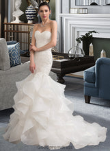 Load image into Gallery viewer, Sadie Trumpet/Mermaid Sweetheart Sweep Train Organza Lace Wedding Dress HDOP0013786