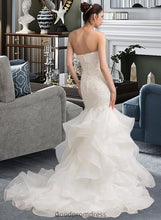 Load image into Gallery viewer, Sadie Trumpet/Mermaid Sweetheart Sweep Train Organza Lace Wedding Dress HDOP0013786