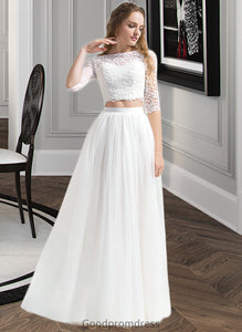 Hadassah A-Line Scoop Neck Floor-Length Tulle Wedding Dress HDOP0013787