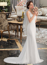 Load image into Gallery viewer, Sophia Trumpet/Mermaid V-neck Court Train Chiffon Wedding Dress HDOP0013788