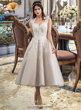 Load image into Gallery viewer, Luna Ball-Gown/Princess Sweetheart Tea-Length Tulle Wedding Dress With Sequins HDOP0013791