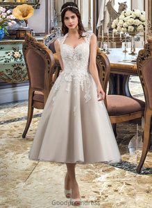 Luna Ball-Gown/Princess Sweetheart Tea-Length Tulle Wedding Dress With Sequins HDOP0013791