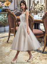 Load image into Gallery viewer, Luna Ball-Gown/Princess Sweetheart Tea-Length Tulle Wedding Dress With Sequins HDOP0013791