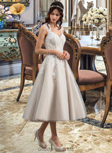 Load image into Gallery viewer, Luna Ball-Gown/Princess Sweetheart Tea-Length Tulle Wedding Dress With Sequins HDOP0013791