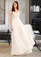 Load image into Gallery viewer, Jaylene A-Line V-neck Floor-Length Wedding Dress With Sequins HDOP0013797