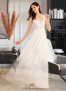 Jaylene A-Line V-neck Floor-Length Wedding Dress With Sequins HDOP0013797